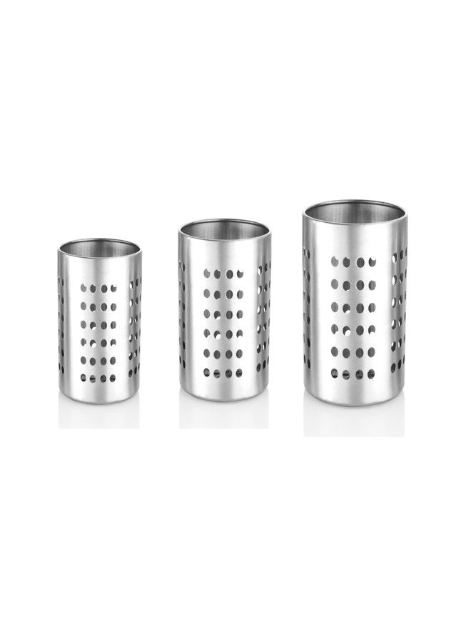 EMBASSY Cutlery/Stationary/Toiletry Holder, Set of 3 - Sizes 1-3 (Matt Finish, Stainless Steel) - Image 1